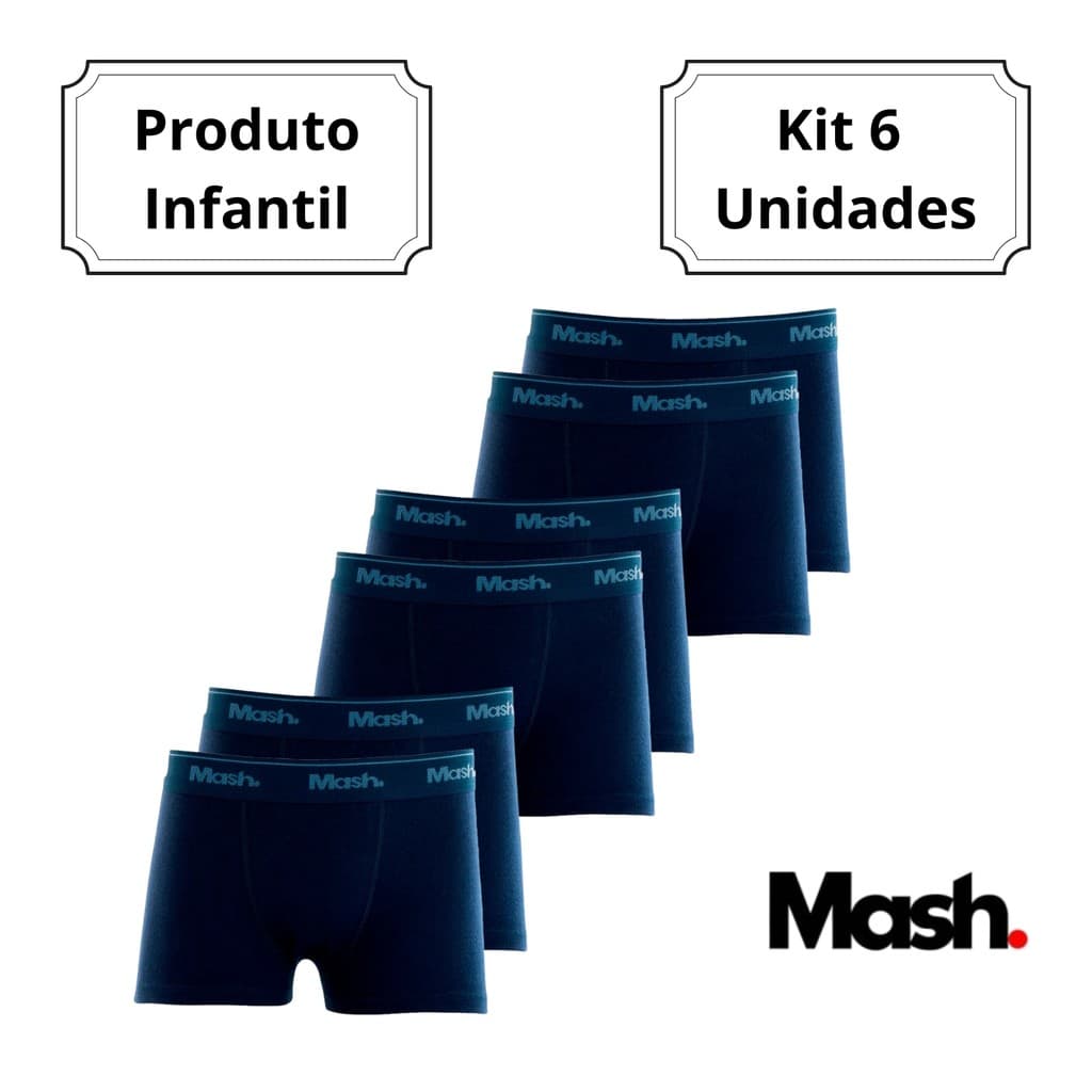 Kit 6 Cuecas Boxer Infantil Mash 110.07 Combo Promoção Original