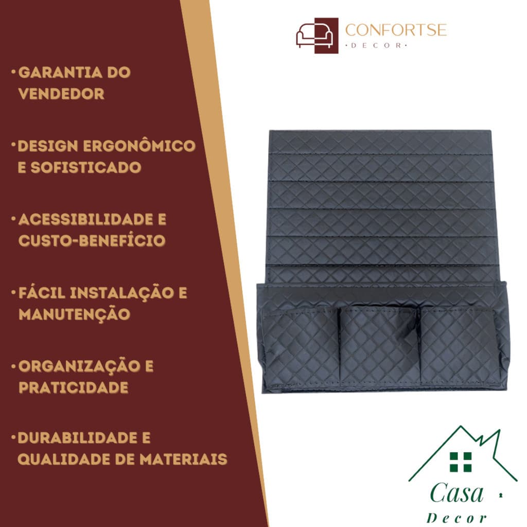 Organizador De Cama Porta Objetos Controle Preto