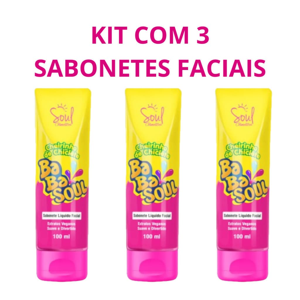 Kit c/3 Sabonetes Faciais Soul Derm/Babasoul 100ml - Soul Cosméticos