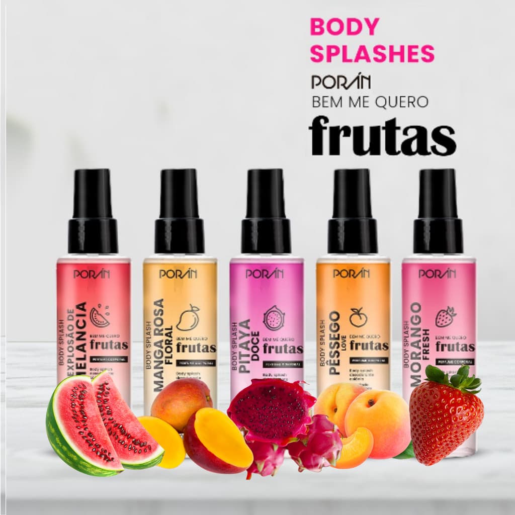 Body Splash Poran Perfume Corporal Frutas Linha Bem Me Quero 160 Ml Vegano