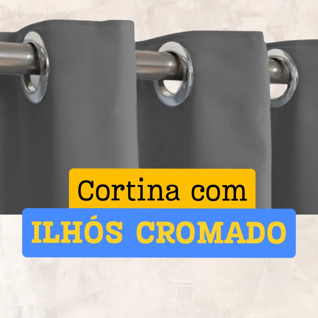 Cortina 2,20 x 1,50 Oxford Ilhós Cromado para janela Sala Quarto ou Cozinha