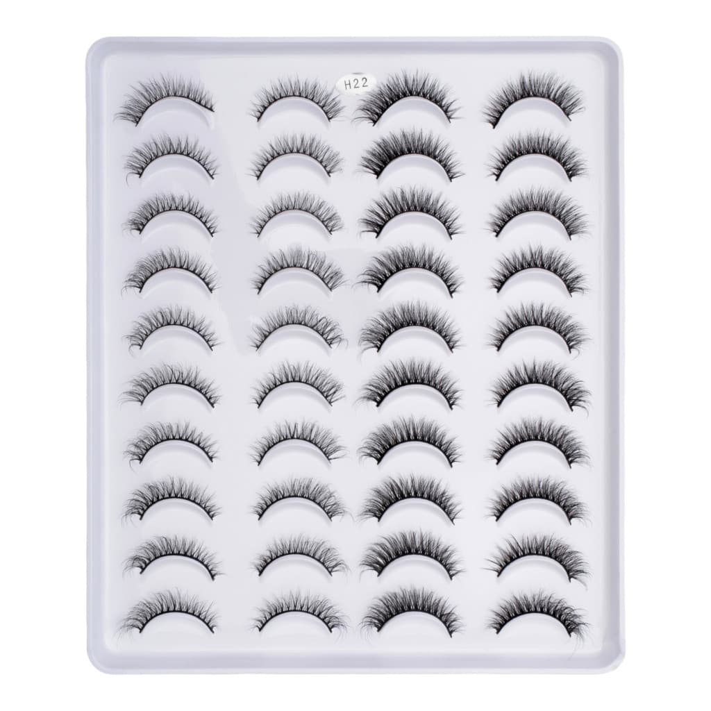 Cartela com 20 pares de cilios postiços naturais modelo - H22