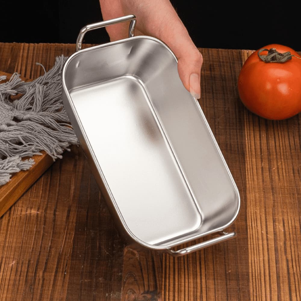 Vasilha De Inox Tabuleiro Retangular Bandeja Com Alça Mini Vasilhas Tigela Bandeija Cozinha Casa