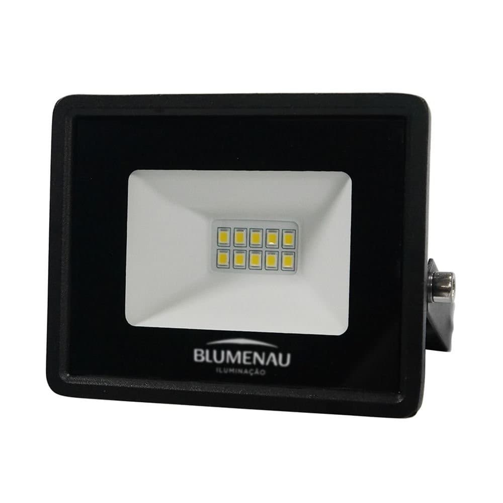 Refletor Blumenau de Led Slim 10W Holofote Prova D'água Luz Verde Preto Bivolt