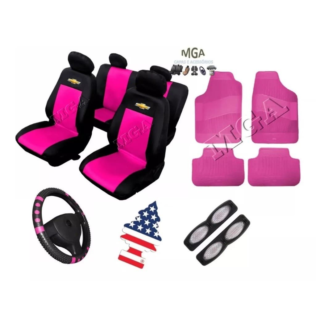 Kit completo capa banco carro couro +tapete volante Chevrolet celta