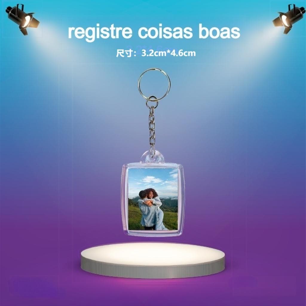 Chaveiros promocionais retangulares transparentes com foto 3X4, de 10 a 40 peças. Grande presente