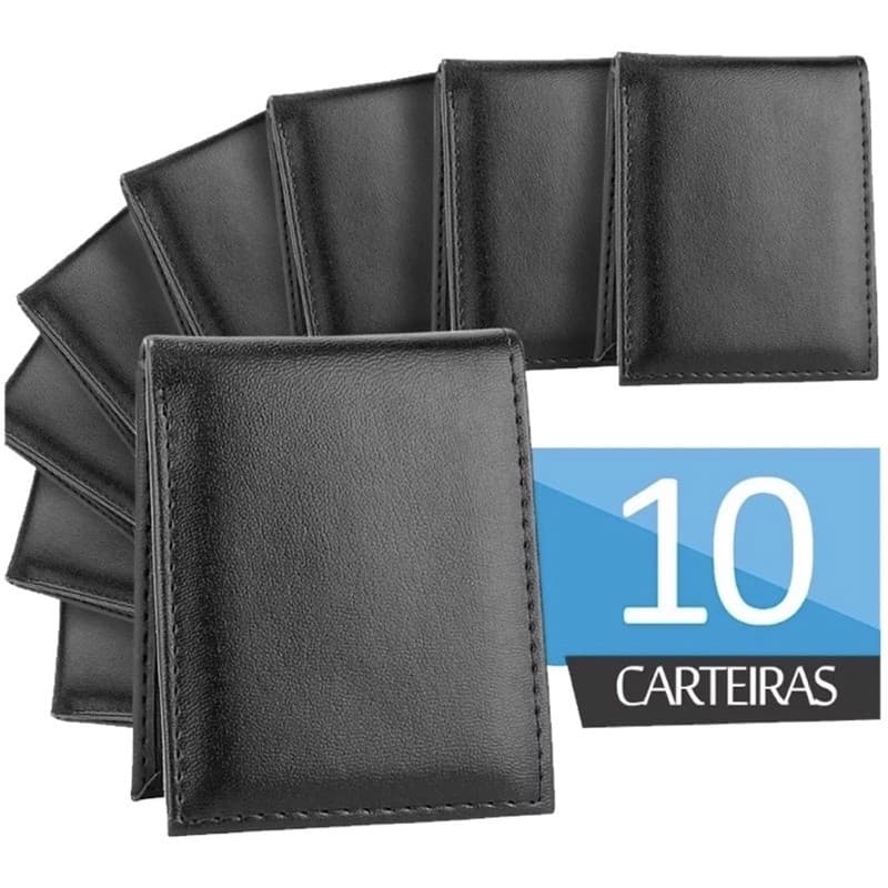 Kit De Carteira Masculina Slim 10 Unidades Em Couro  Para Revendedor Promoção