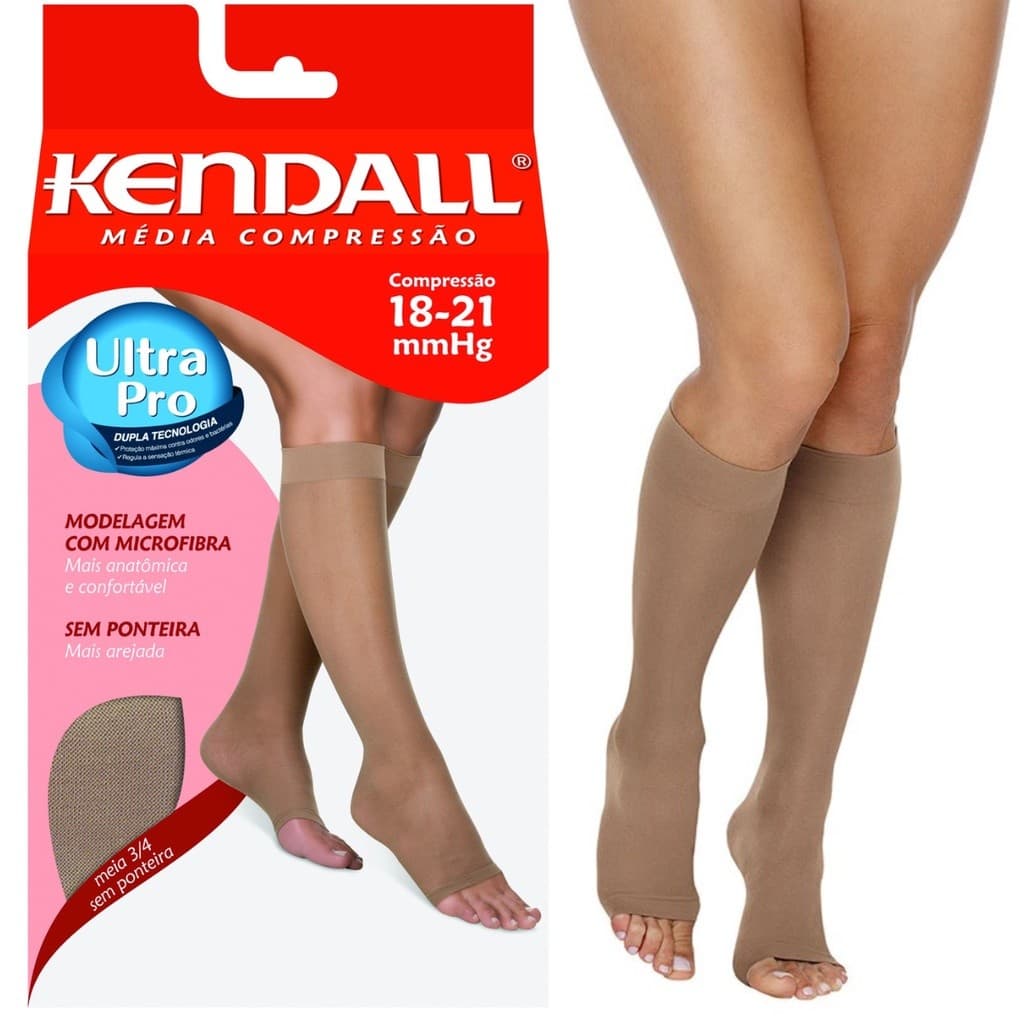 Meia Feminina Kendall 3/4 Média Compressão Sem Ponteira 15-20 mmHg