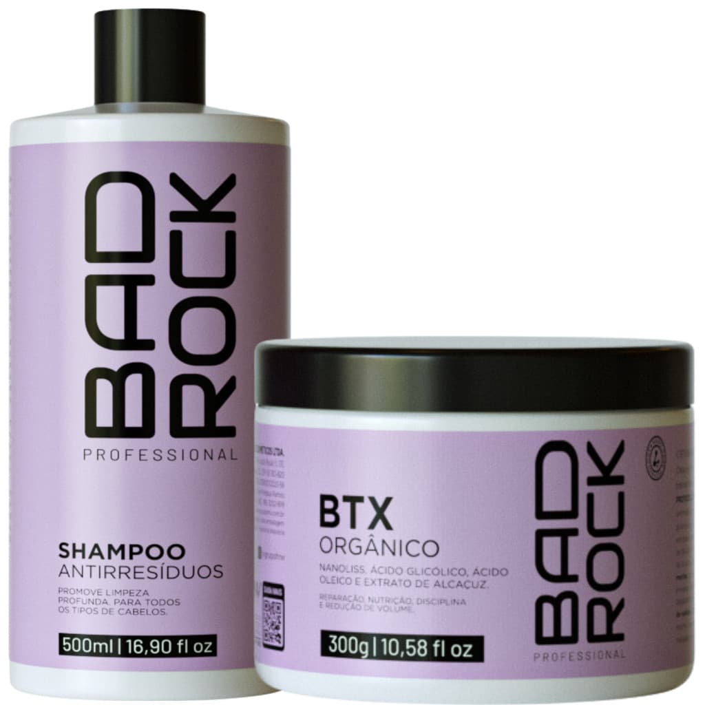 Kit Btox Hanova Bad Rock Máscara 300ml e Shampoo Antirresíduos 500mL