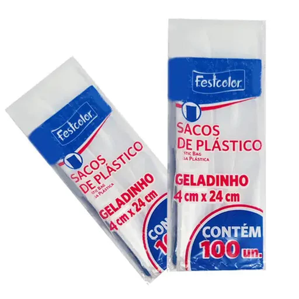 Saco de Plástico Geladinho 4cmx 24cm Pacote c/100und Festa Sacolé Comercio