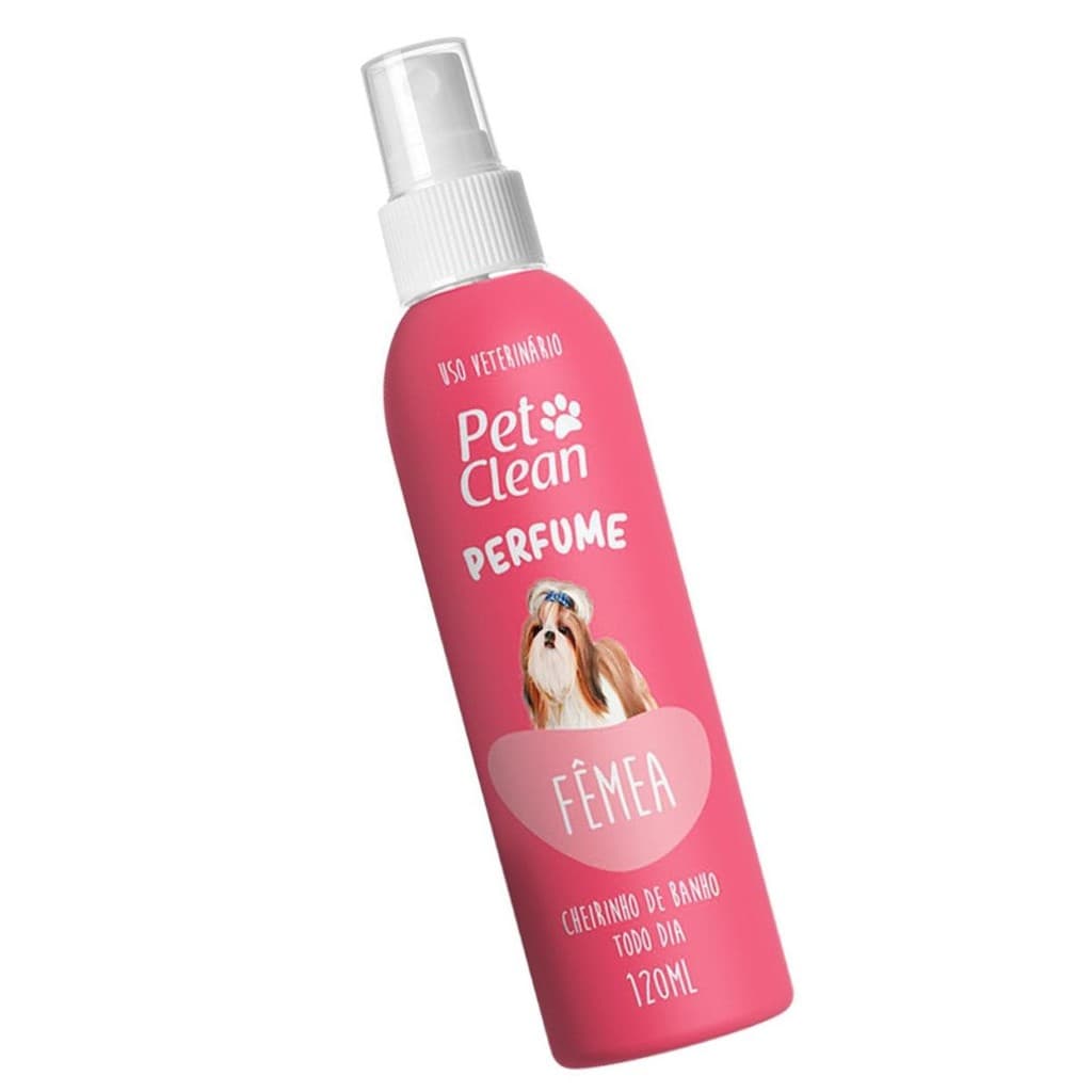 Pet Clean Perfume Femea 120mL Cachorro Gato Banho Tosa Pet