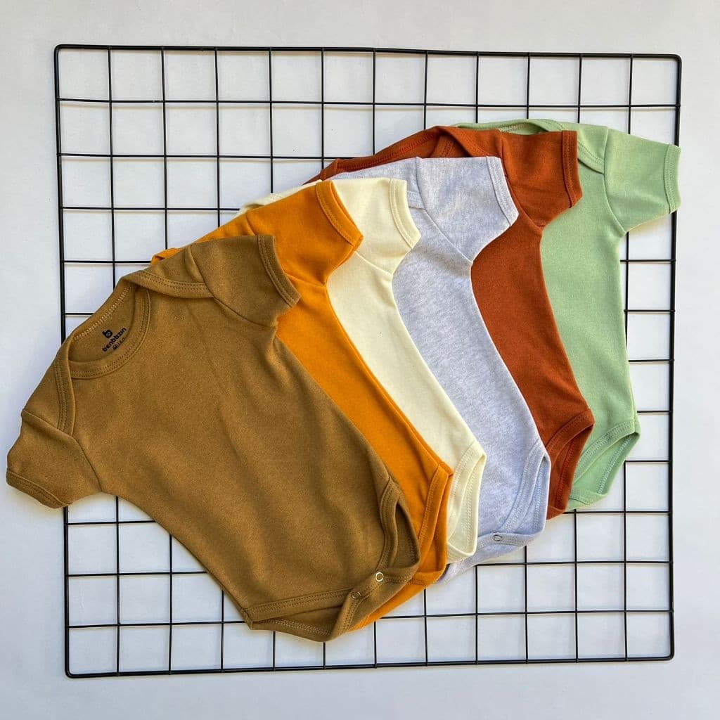 Kit Body Liso Bebê Neutro 6 Peças 100% Algodão.