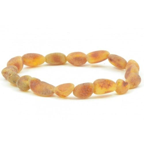 Pulseira de Âmbar Adulto Oval Mel Claro Não Polido Fio de Silicone