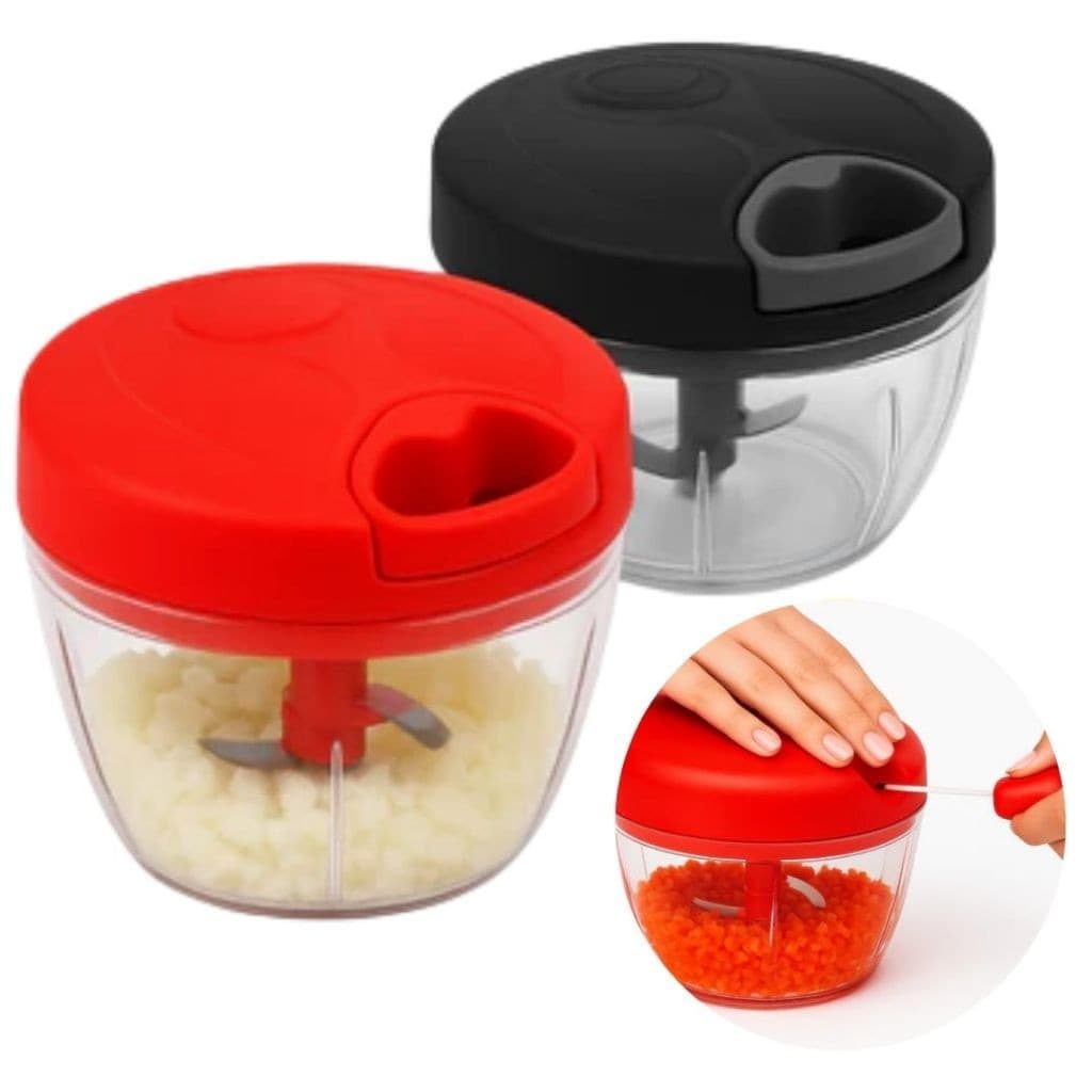 Processador Multiuso Manual 500ml 3 Lâminas Alimentos Alho Frutas Cebola Triturador Multiuso
