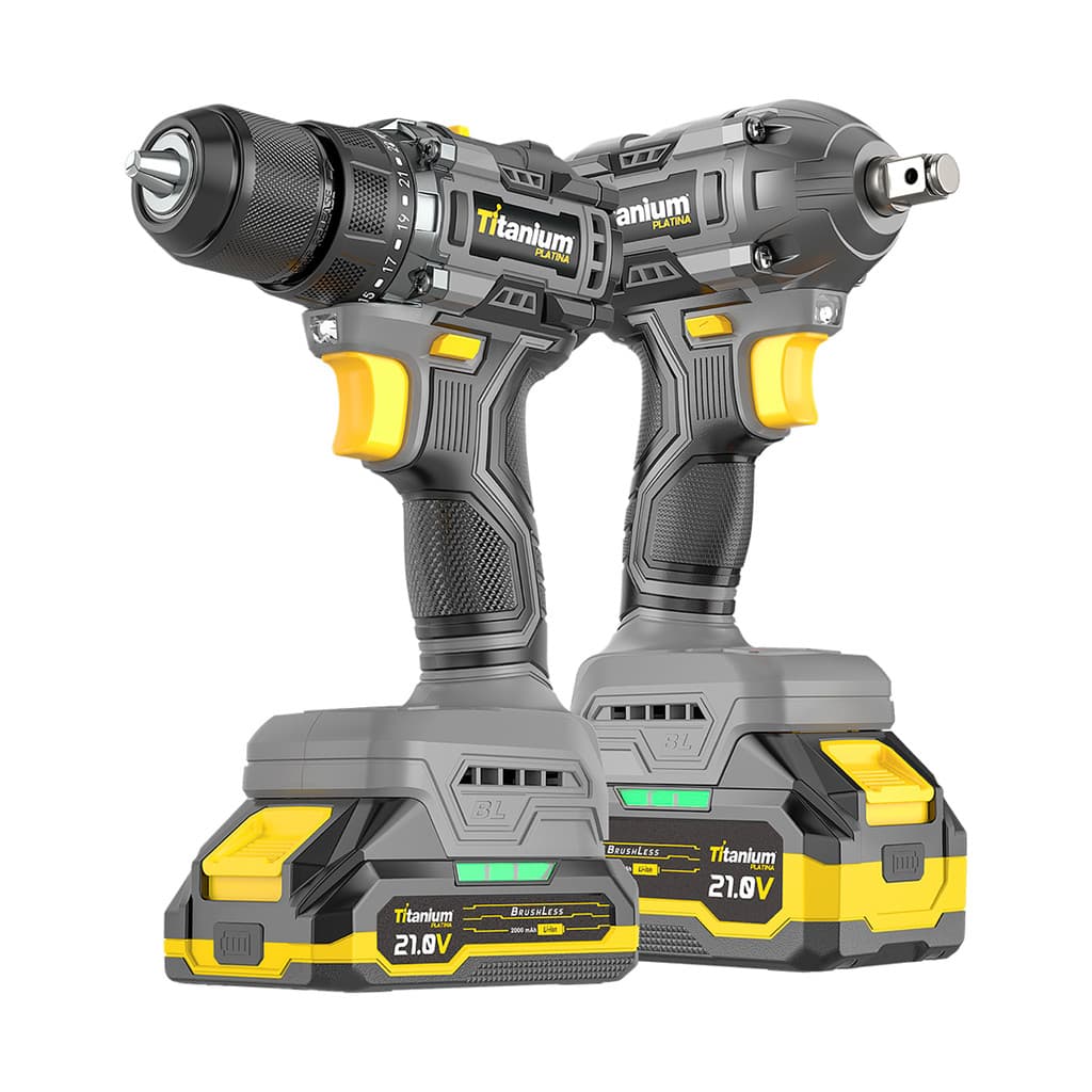 Parafusadeira Parafusadeira 21V Lion + Chave Impacto 21V Motor Brushless Ti-PCH_21P Titanium Platina
