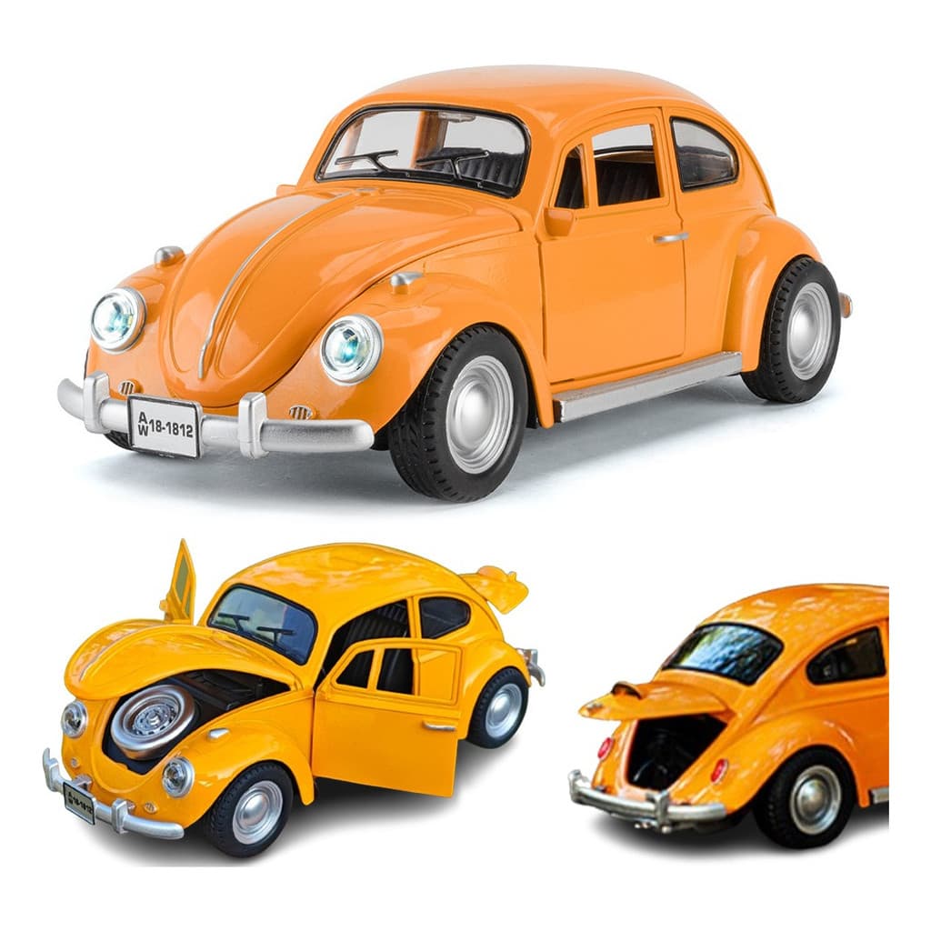 Carro Miniatura Fusca Beetle com Fricçao Em Metal Realista Grande