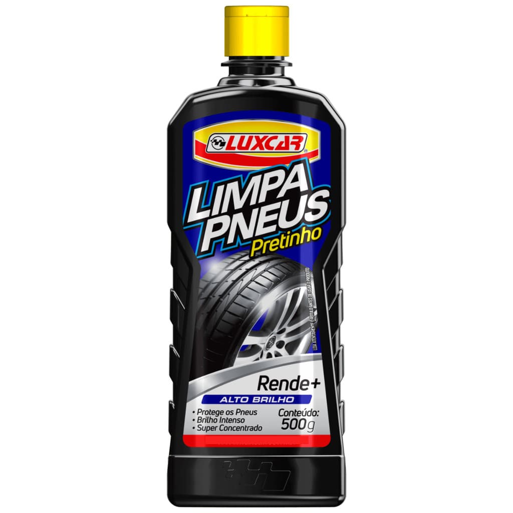 Limpa Pneus Luxcar Pretinho 500ml Acabamento Uniforme, Proteção e Preto Intenso nos Pneus
