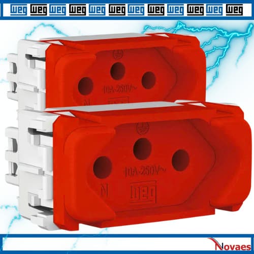 Kit 2  Módulo Tomada 2P+T 10A 250V Composé Vermelho WEG