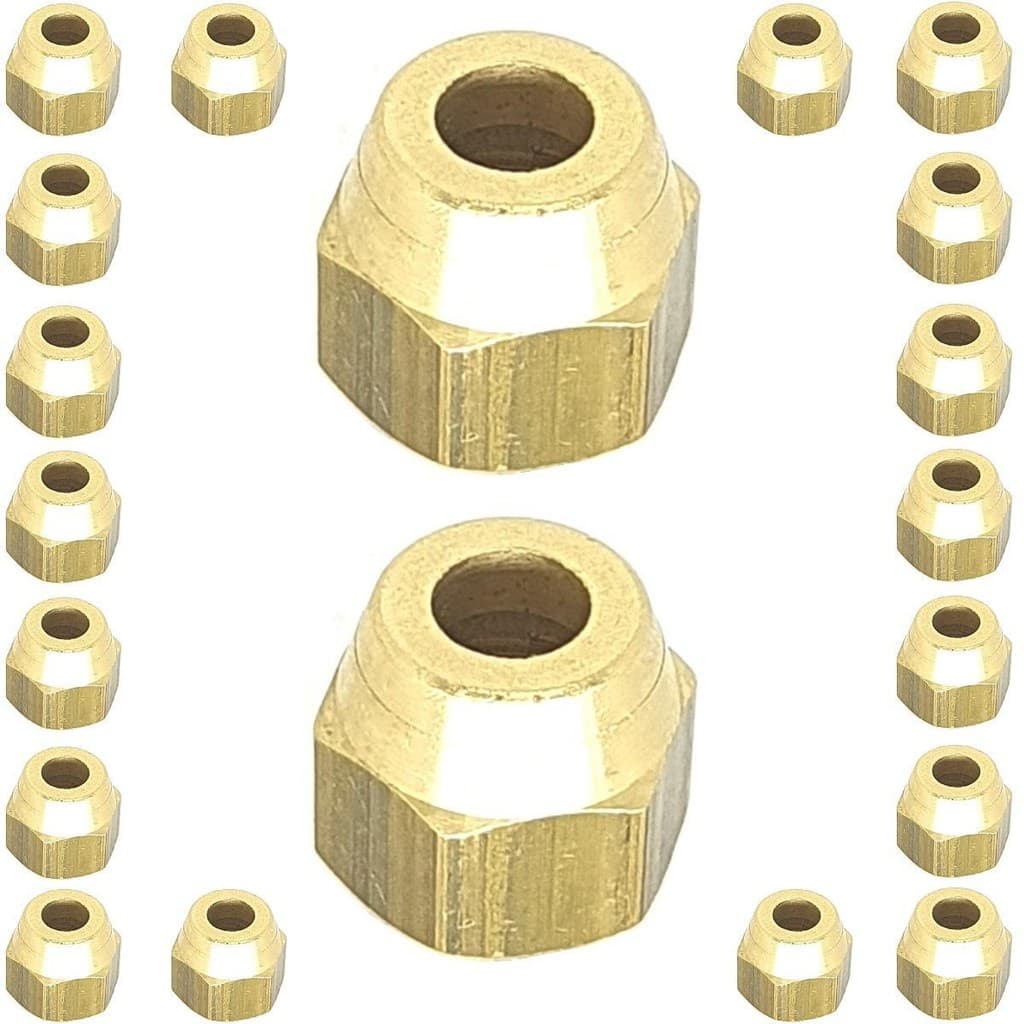 Kit 20 Unidades Porca Ar Condicionado Para Flange 1/4 Latão