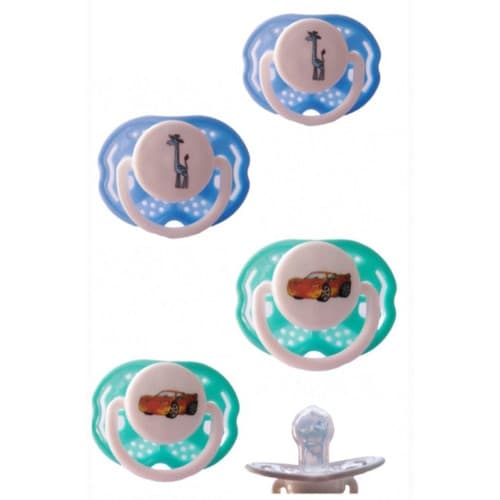 Kit Com 5 Chupetas Big Com Desenho Bico Reto Anatômico 100% Silicone - Para Menino