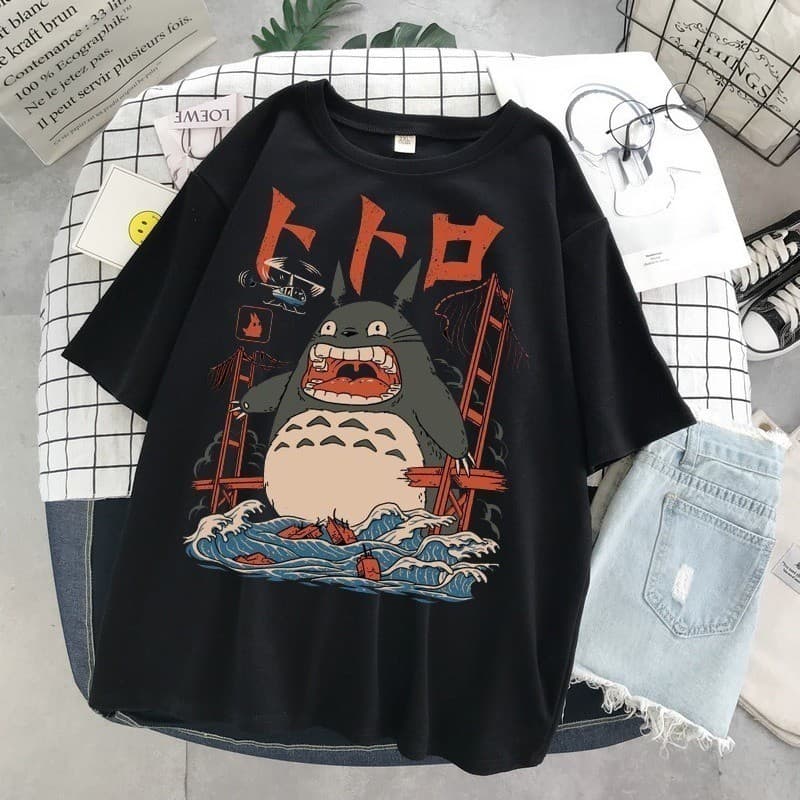Camiseta Estampa De Desenho Engraçado Anime Hayao Totoro Miyazaki Camisa Blusa Moda 25 25 26