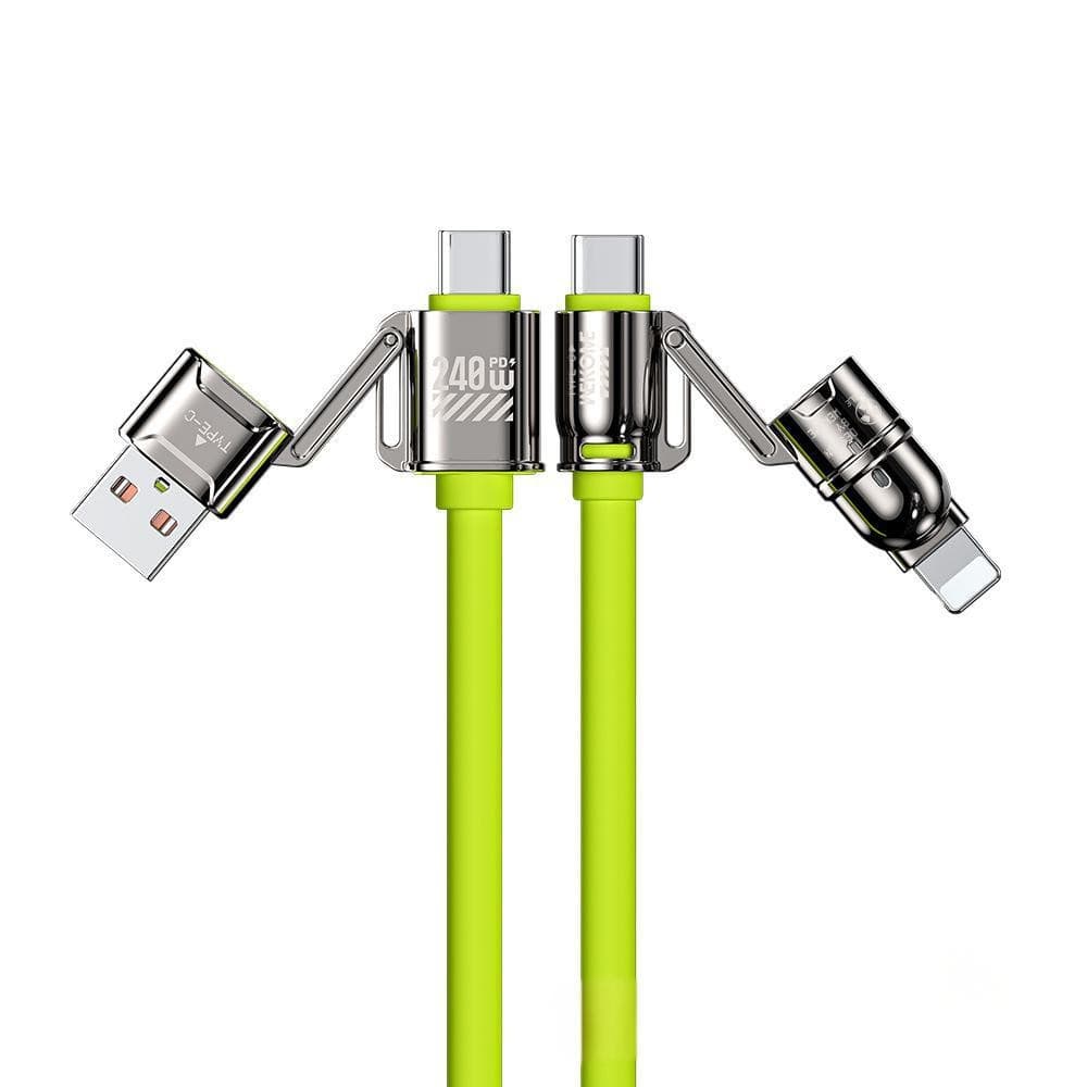 240W 4 Em 1 Cabo De Carga Rápida USB Líquido Silicone Multifuncional Liga De Alumínio Para Carregamento De Celular