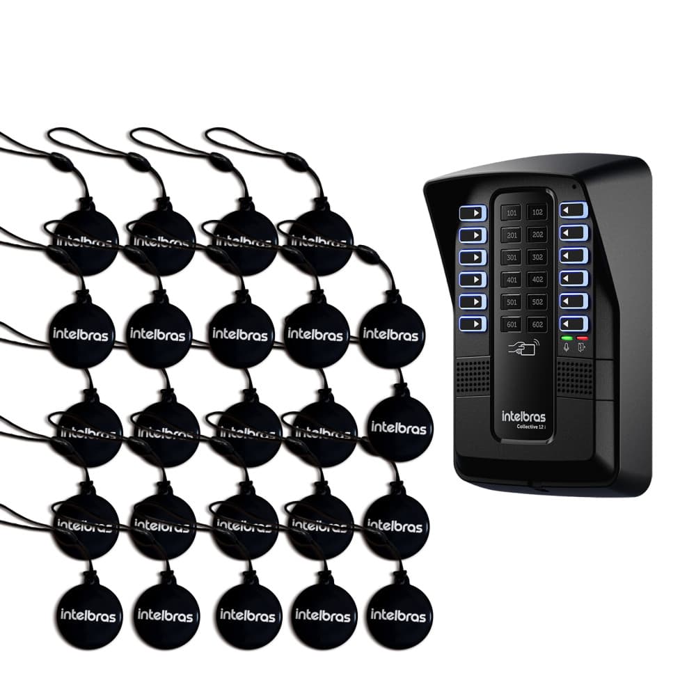 Kit Porteiro Coletivo Interfone Predial Residencial Collective 12 Pontos Intelbras Com 24 Tags