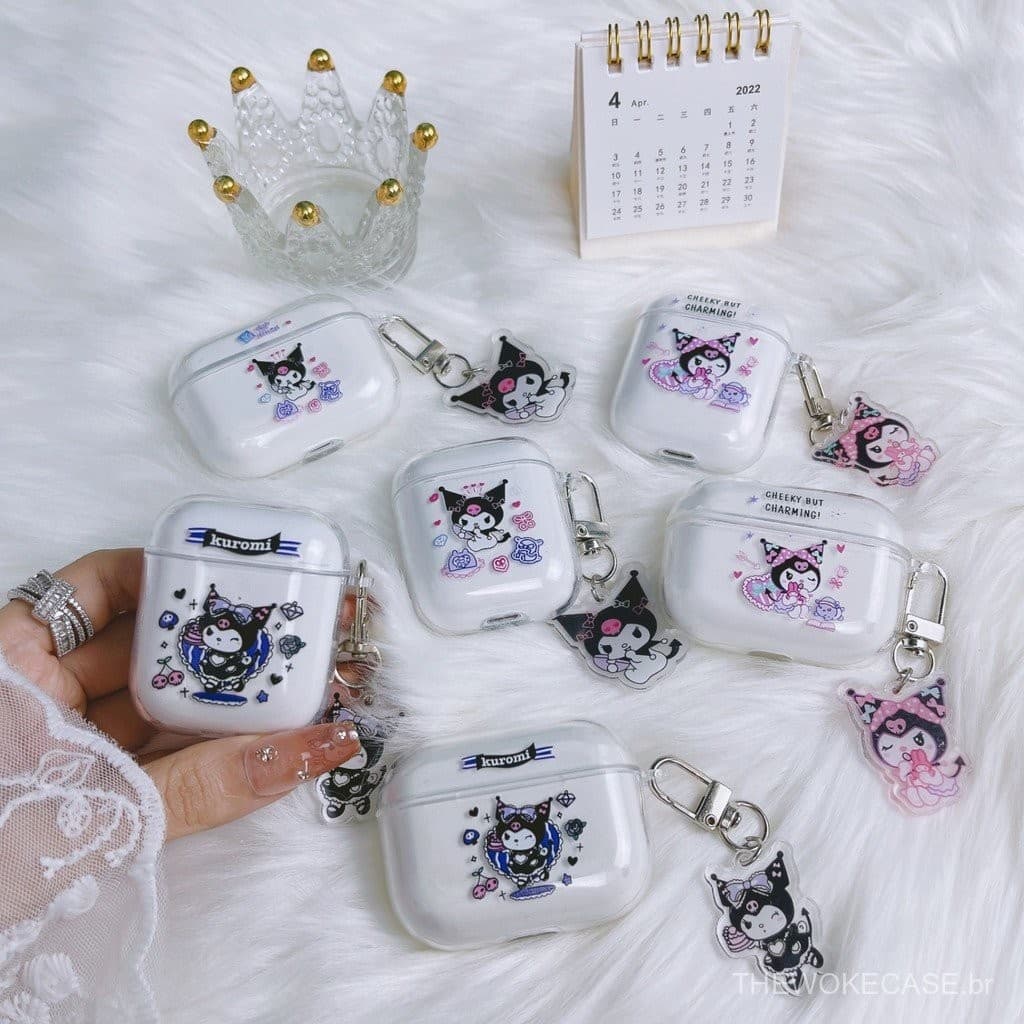 Capa para AirPods 4 Kuromi, Capa para Fones de Ouvido Pro 2ª Geração 2 3 23 4 Transparente, Capa Macia de Desenho Animad