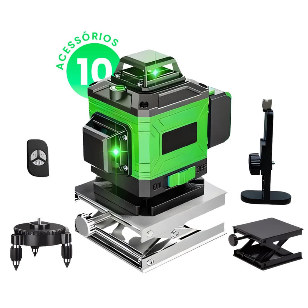 Nível Laser 12 Linhas Verde 2 Baterias + Maleta