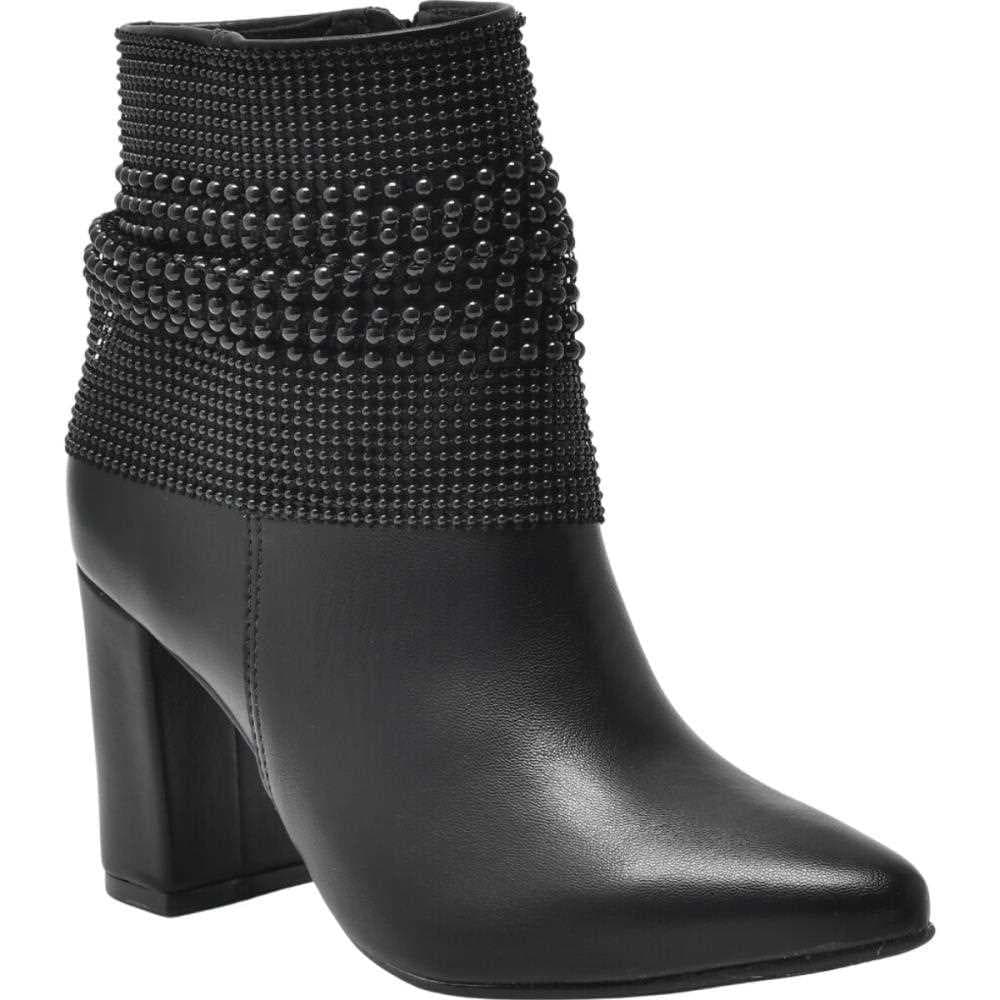 Bota Feminina Salto Bloco Pedrarias Tendência Moda 021-006 Via Marte
