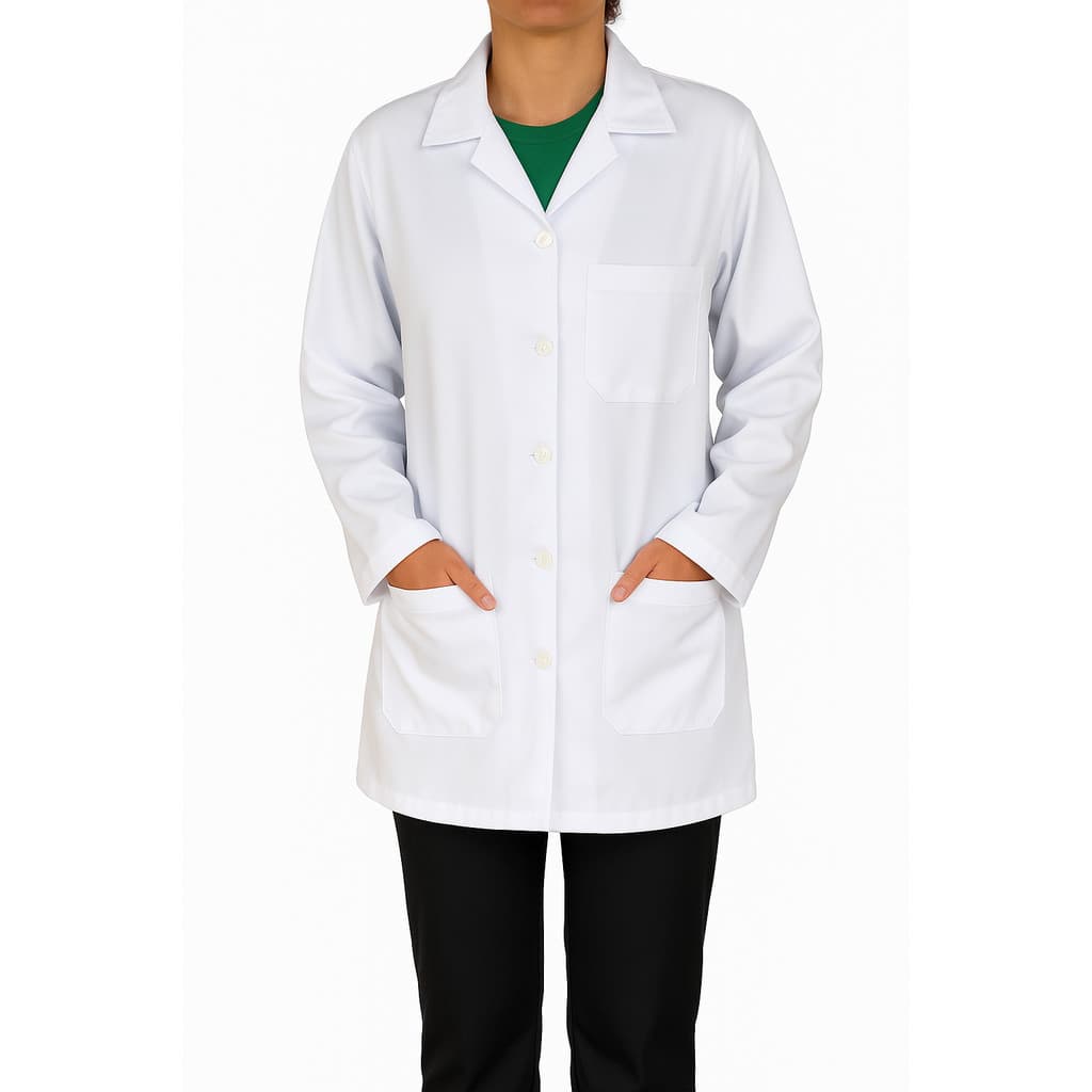 Jaleco branco gabardine manga longa
