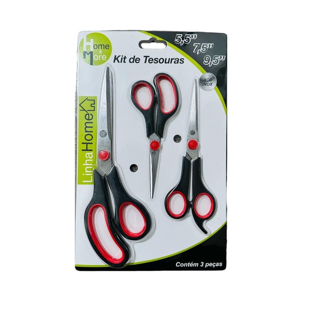 Kit 3 Tesoura De Inox Multiuso Costura Artesanato Escritório
