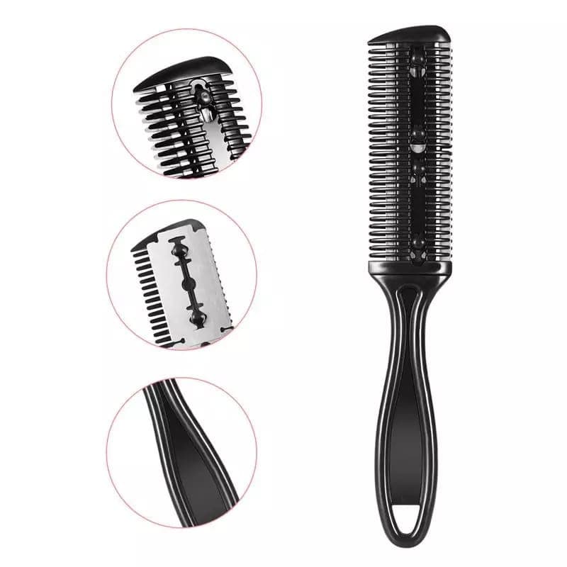 Pente Com Navalha Navalhete Desfiador De Cabelo E Barba Aparador Lâmina Desfia Tira Volume