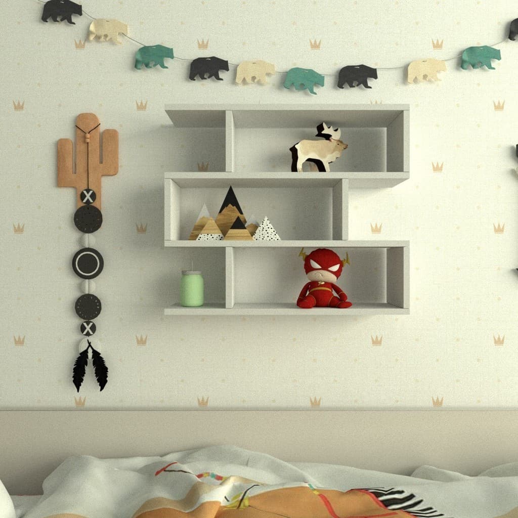 Nicho ZIG P15cm Minimalista Branco MDF Organizador Dormitorio Bebe Infantil Kids