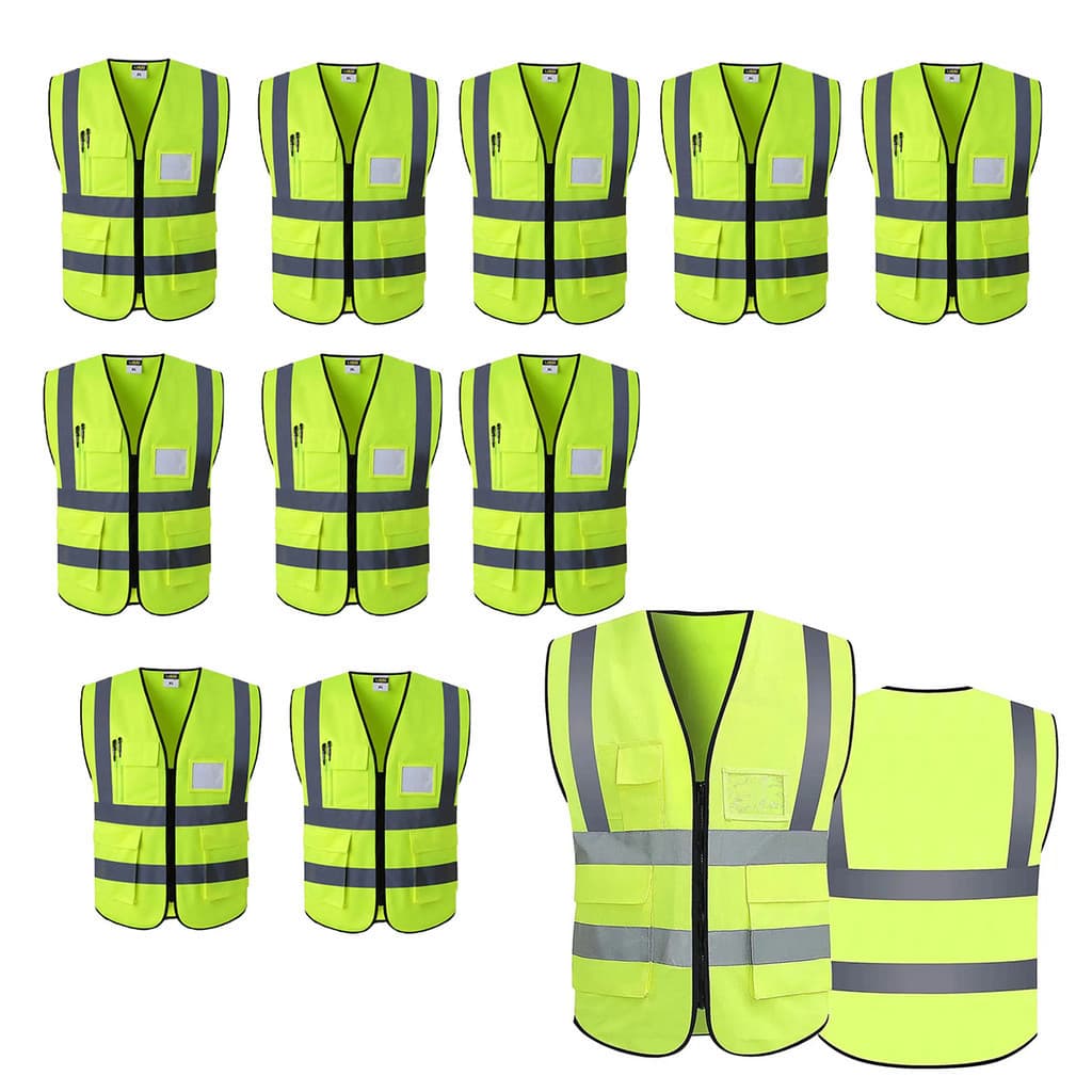 Colete Faixa Refletivo Sinalizador Kit 11 Uni Blusao Uniforme Fluorescente Segurança Obra Trabalho Sinalizaçao Transito