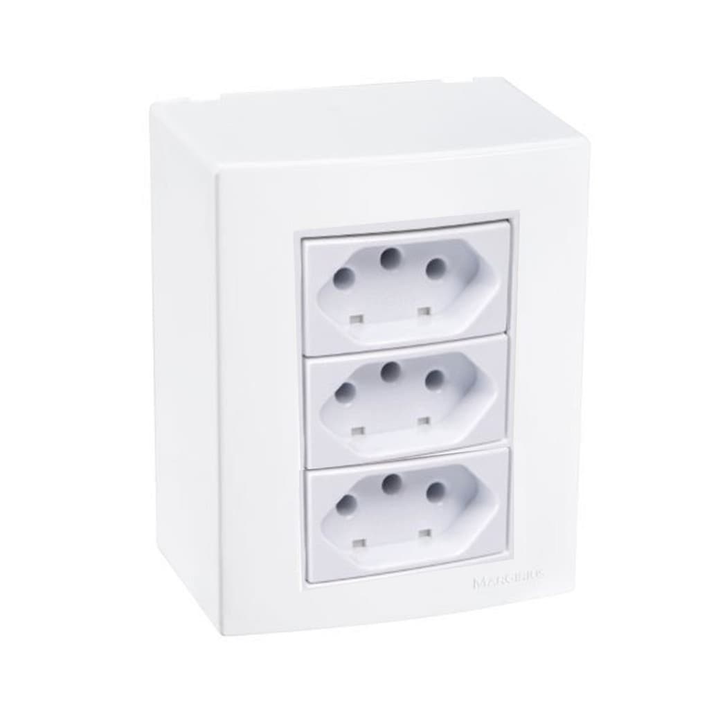 Caixa Sobrepor 3 Tomadas 20a Sistema X Modular Linha Sleek Margirius 20/10A