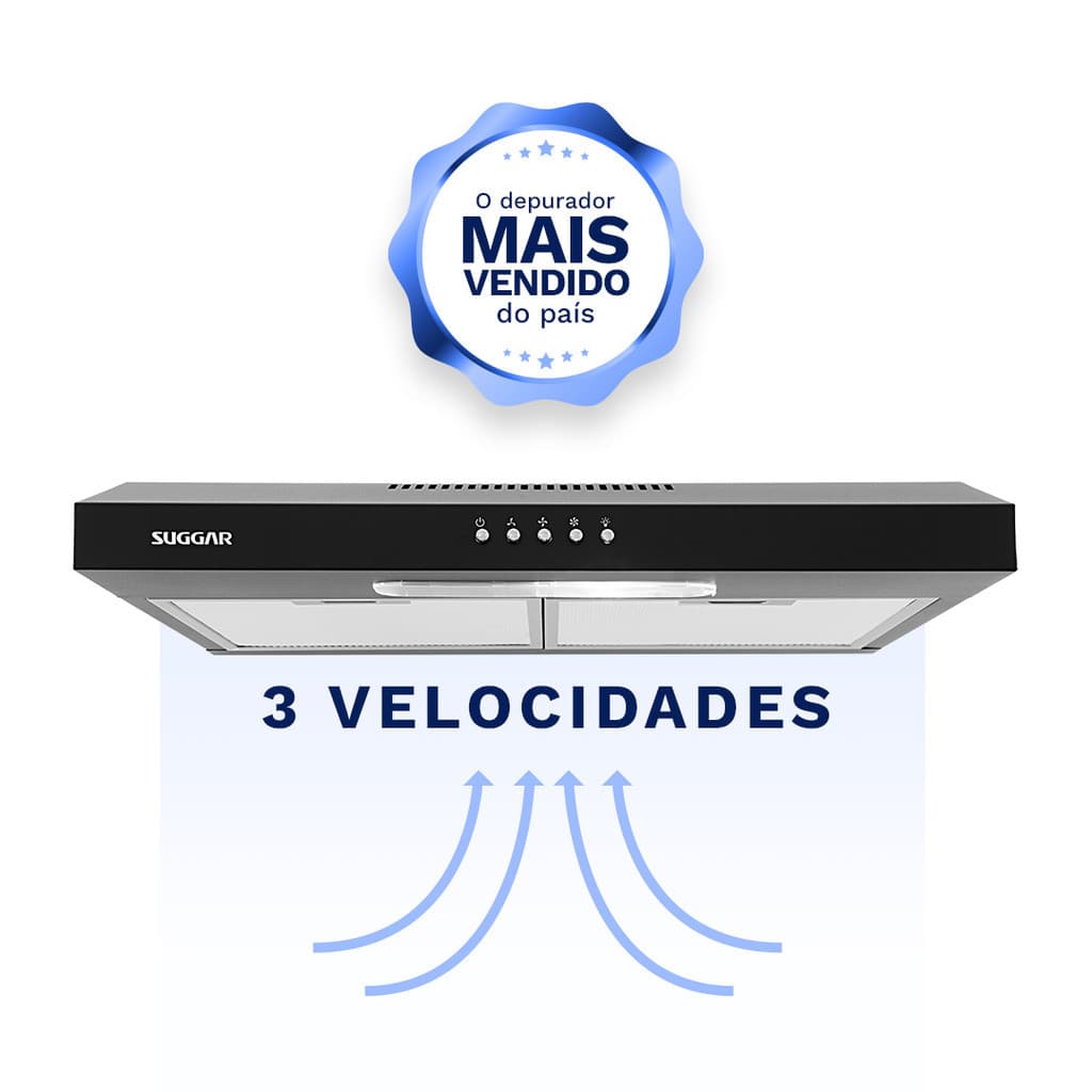 Depurador de Ar Slim 60cm Preto DPS162PT Suggar 220V