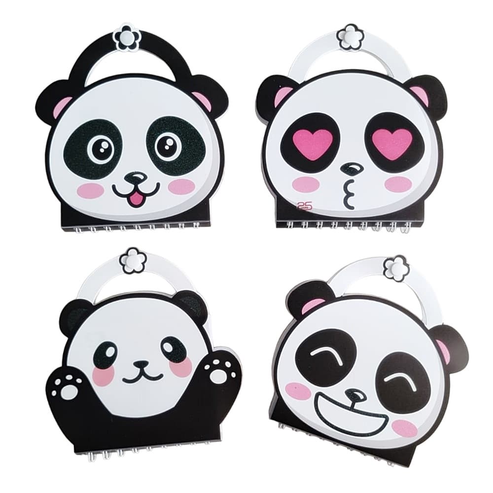 Caderno Anotações Panda Fofo Espiral Caderneta Alca 301-4