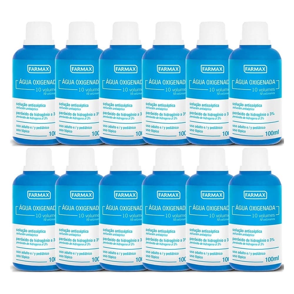 Kit 12 und Água Oxigenada Farmax 10 Volumes 100ml
