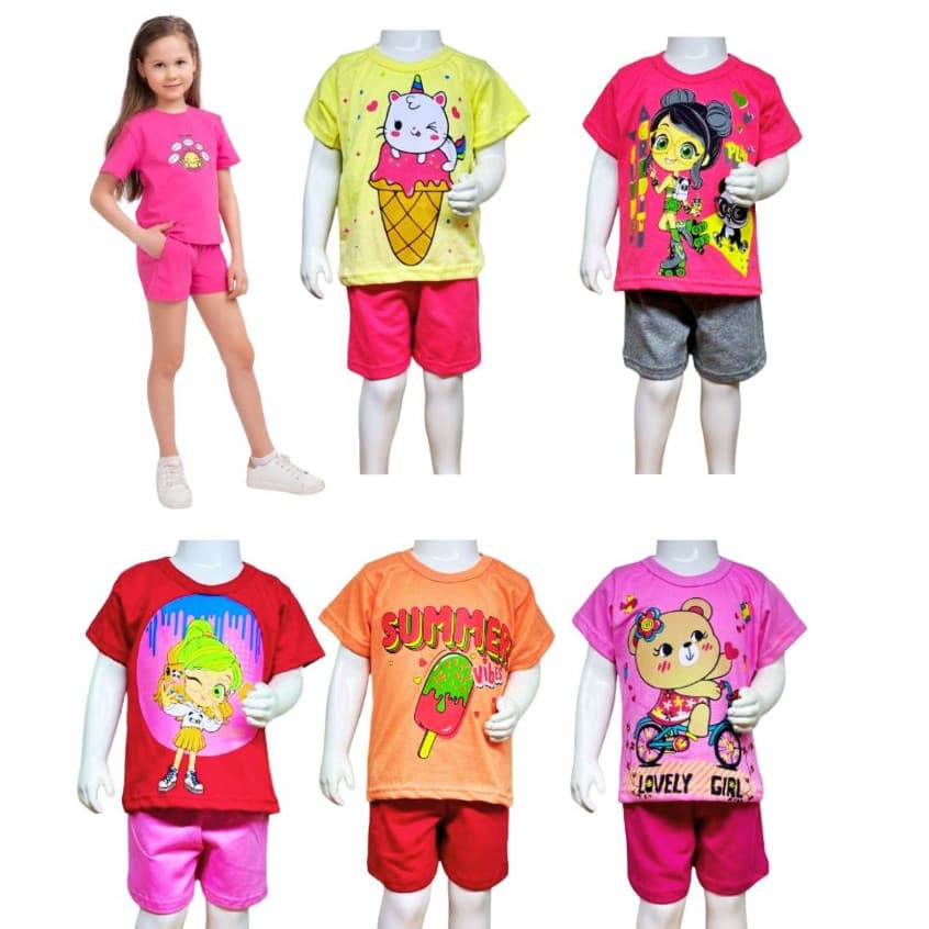 Conjunto Menina Roupa Infantil Feminino Short e Blusa Menina 10 Pecas 5 short + 5 blusas