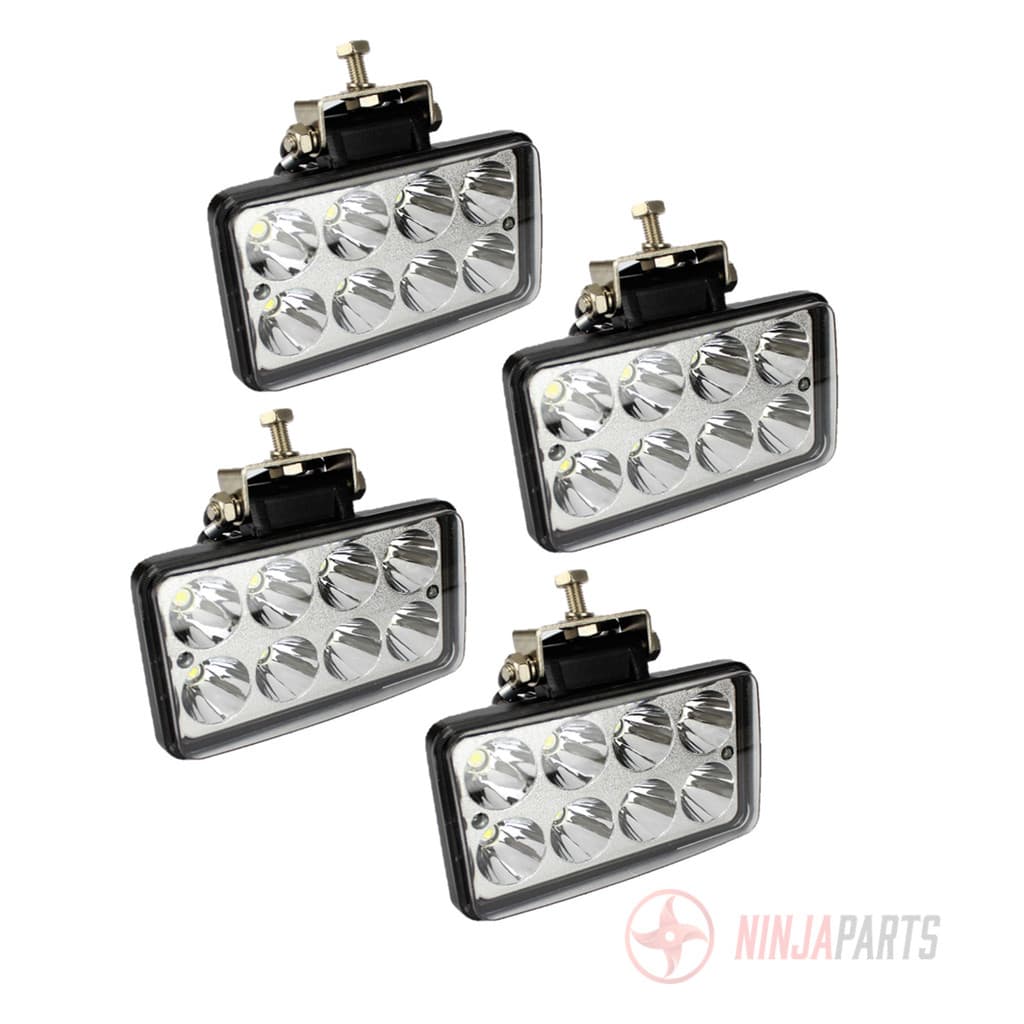 4 Farol Milha Retangular Led Scania 112 113 142 143 Volvo EDC NL10 NH12 MB 1935 1618 Cara Preta Bicudo