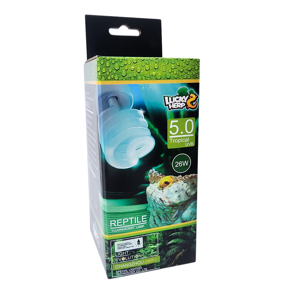 Lâmpada Fluorescente UVA / UVB 5.0 26 W para Répteis Tropicais Lucky Herp