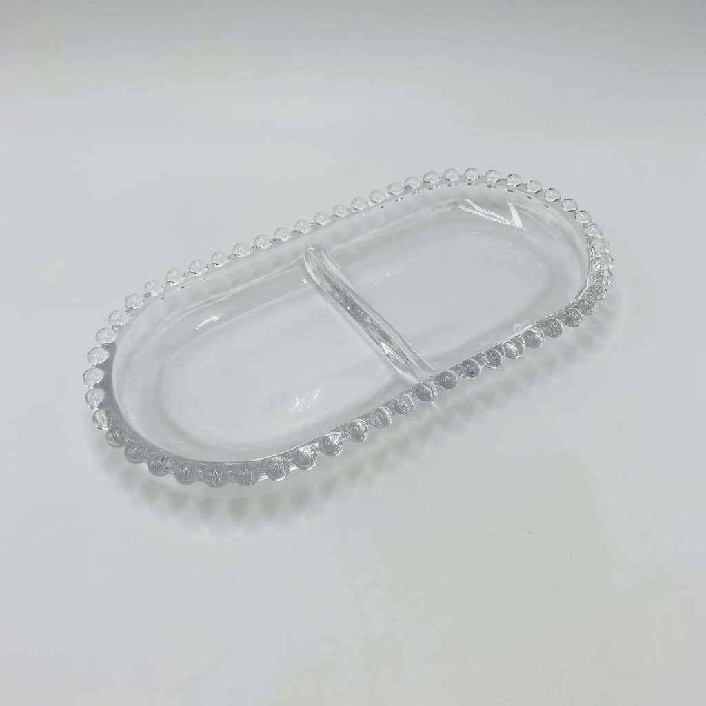 Petisqueira de Cristal com Divisoria Oval Pearl 24x12x2cm