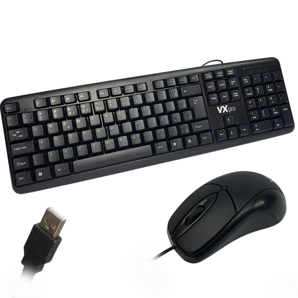 Kit Teclado Mouse Usb Com Fio Simples  C Nota Fiscal