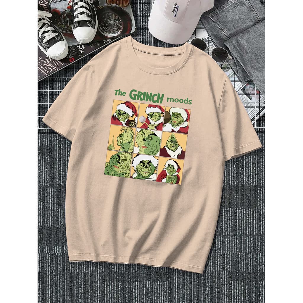 Camiseta Estampa Moods Grinch Natal 100% Algodão TOP LANÇAMENTO