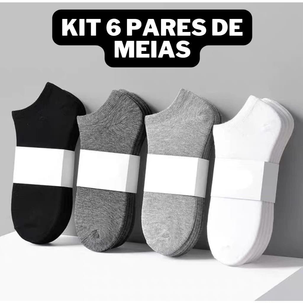 Kit 6 Pares Meia Cano Curto  Soquete Confortável