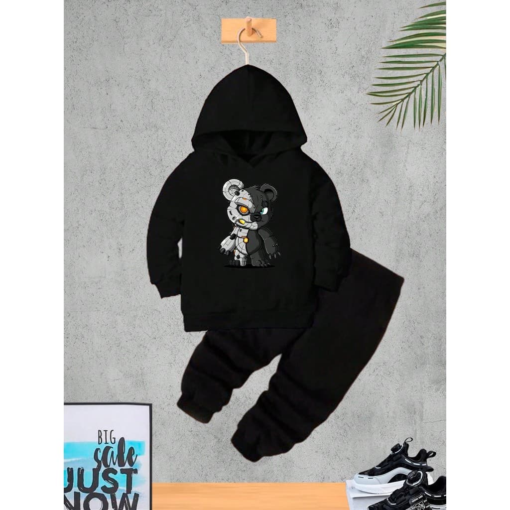 Conjunto Moletom Urso Robo II Menino Infantil Blusa e Calça Kids Flanelado Masculino Criança Inverno