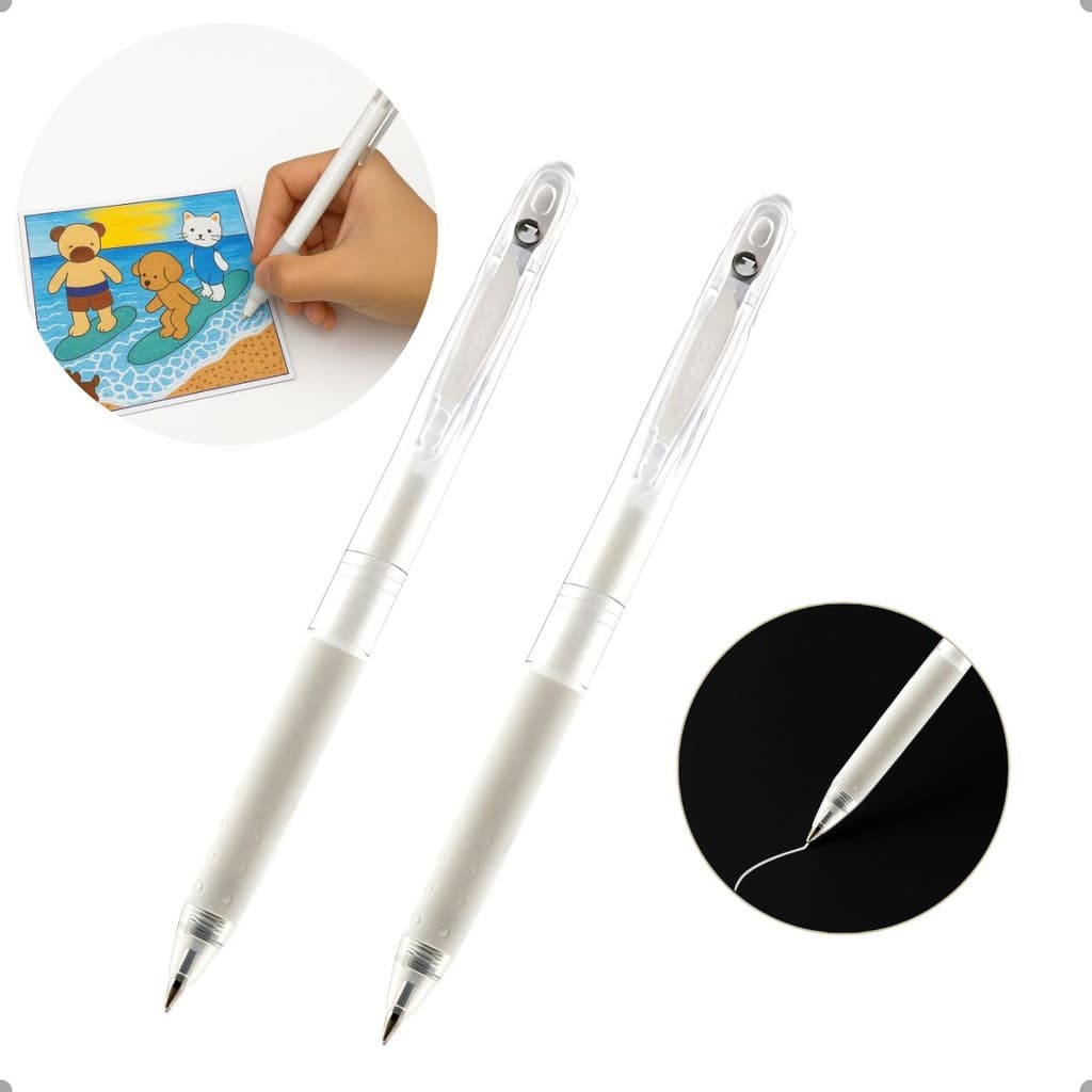 KIT 2 CANETA BRANCA GEL POP LOL RETRÁTIL 0.7 PILOT PARA EFEITOS DESENHOS ARTISTICOS
