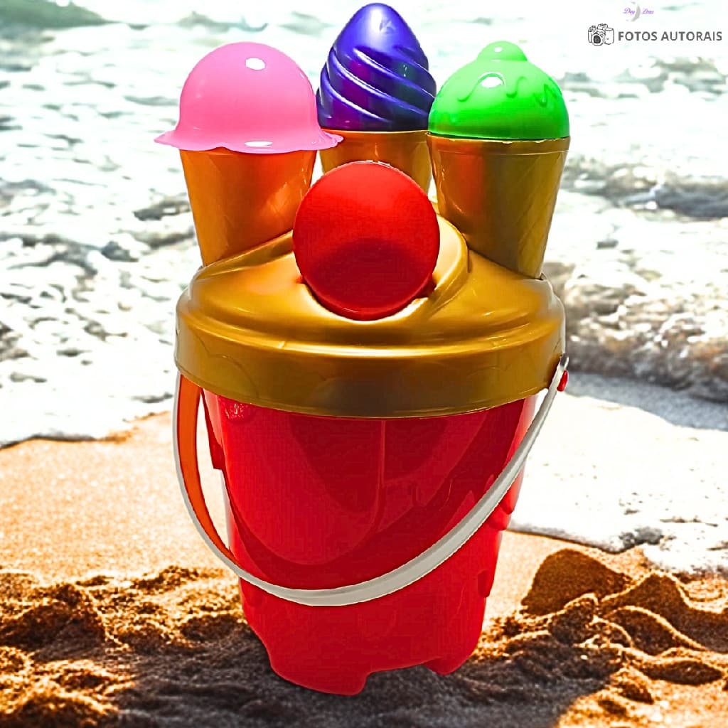 Brinquedo Infantil de Praia Balde Sorvetão  Areia Parque Ar Livre + Acessorios