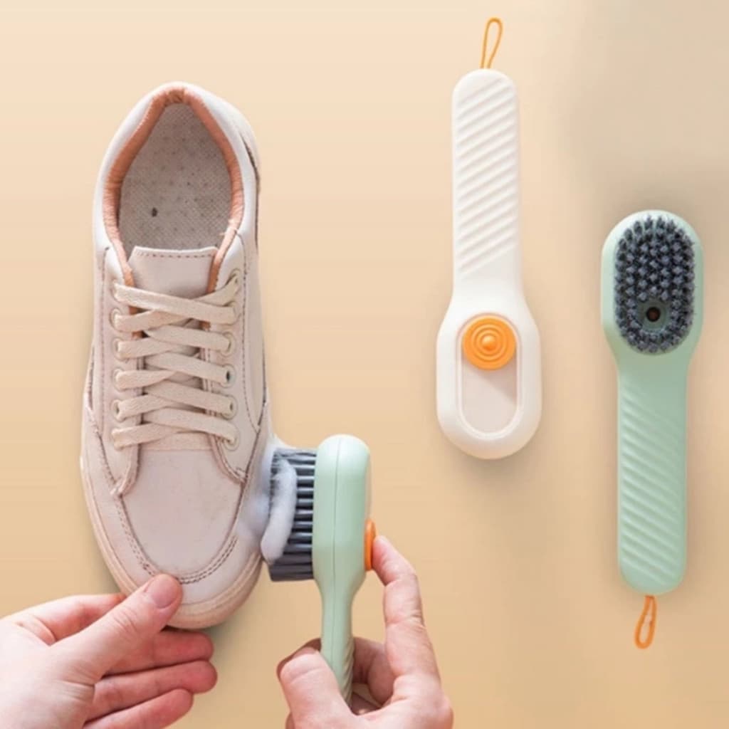 Kit Escova Limpa Sapato Com Dispenser Reservatório